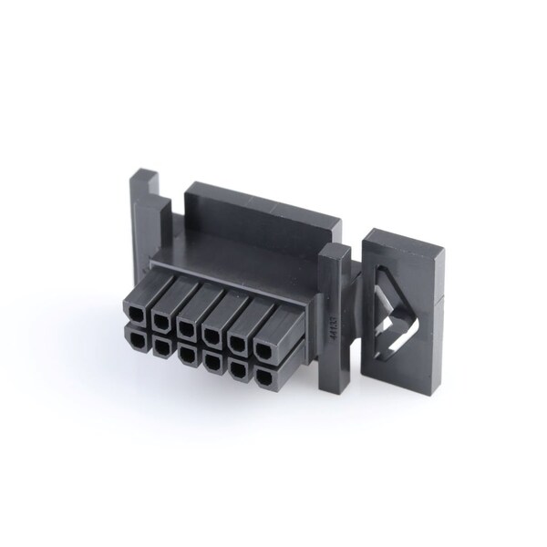 Conector de tarjeta Molex, 12 contactos, 2 filas, hembra, recto, terminal de engarce, con bloqueo, negro - 441331200.