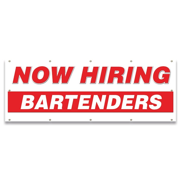 Signmission Now Hiring Bartenders Banner Apply Inside Accepting Application Single Sided - B-120-30202