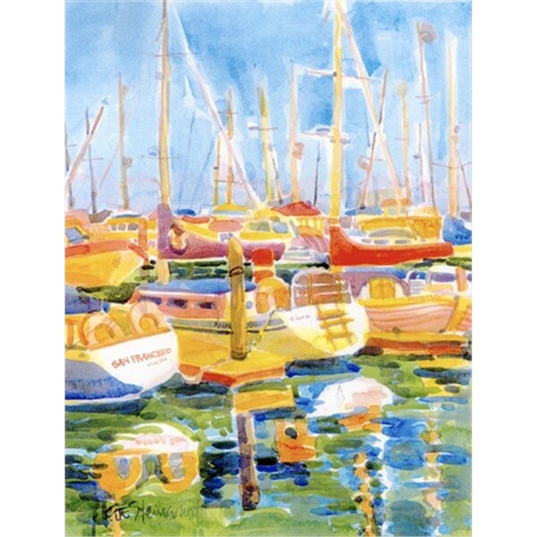 Patioplus 11 x 15 In. Boats At Harbour Pier Flag; Garden Size - PA246845