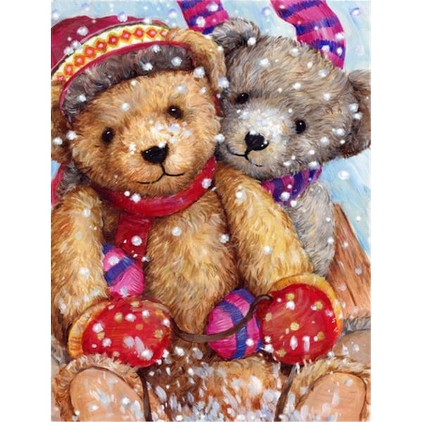 Patioplus Winter Snow Teddy Bears Flag Canvas House Size - PA2557500