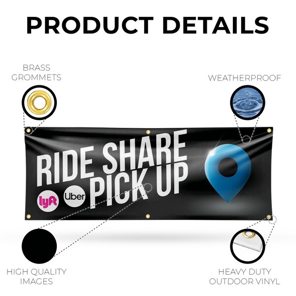 Signmission Ride Share Pick Up, 24 Inch x 72 Inch, Vinyl Banner - B-72-30836