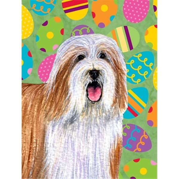Patioplus 11 x 15 in. Bearded Collie Easter Eggtravaganza Garden Size Flag - PA245608