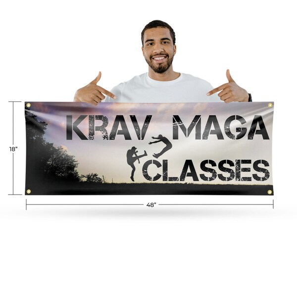 Signmission Krav Maga Classes, 18 Inch x 48 Inch, Vinyl Banner - B-30721