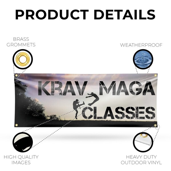 Signmission Krav Maga Classes, 18 Inch x 48 Inch, Vinyl Banner - B-30721
