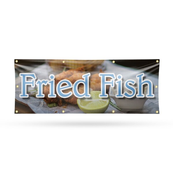 Signmission Fried Fish, 36 Inch x 96 Inch, Vinyl Banner - B-96-30660