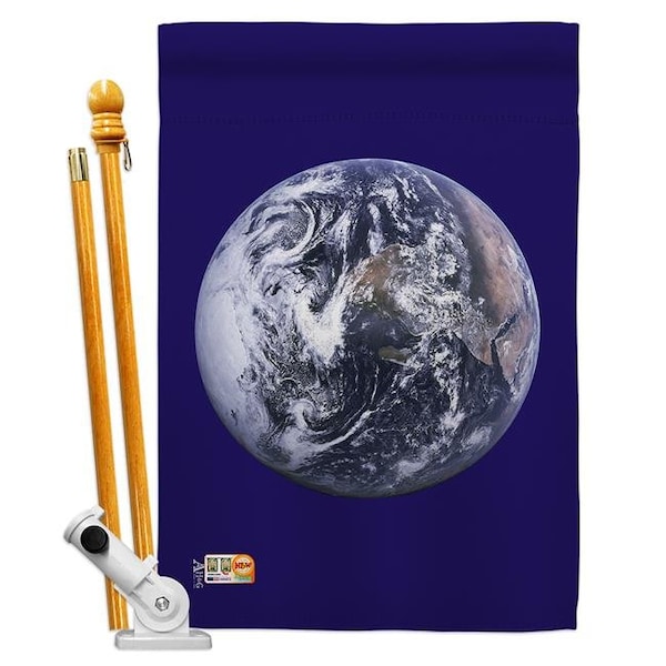 Americana Home & Garden Americana Home & Garden AA-CY-HS-140071-IP-BO-D-US18-AG 28 x 40 in. Earth Flags of the World Nationality Impressions Decorative Vertical Double Sided House Flag Set & Pole Bracket Hardware Flag Set - HS140071-BO