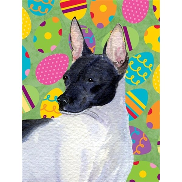 Patioplus 11 x 15 in. Rat Terrier Easter Eggtravaganza Garden Size Flag - PA246611