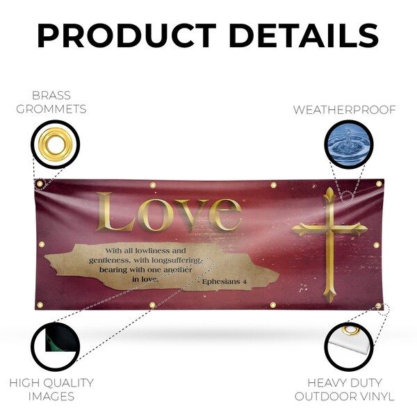 Signmission Jesus Love, 36 Inch x 96 Inch, Vinyl Banner - B-96-30708