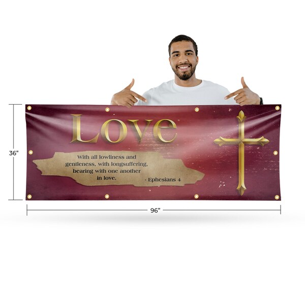 Signmission Jesus Love, 36 Inch x 96 Inch, Vinyl Banner - B-96-30708
