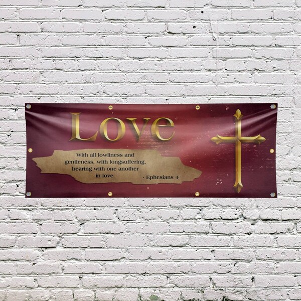 Signmission Jesus Love, 36 Inch x 96 Inch, Vinyl Banner - B-96-30708
