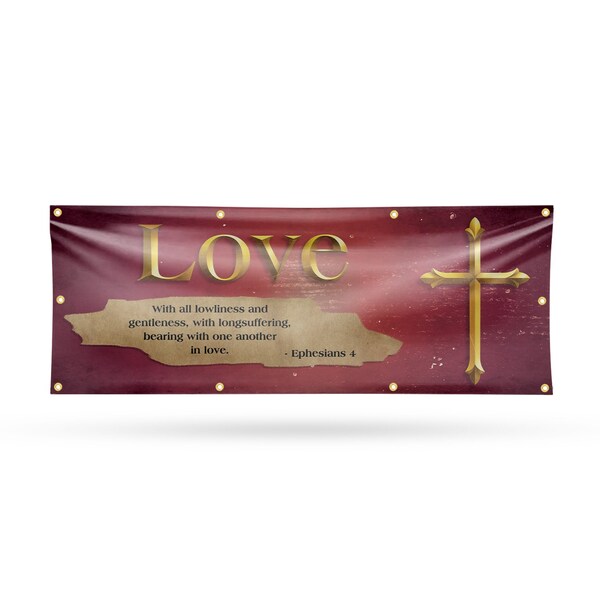 Signmission Jesus Love, 36 Inch x 96 Inch, Vinyl Banner - B-96-30708