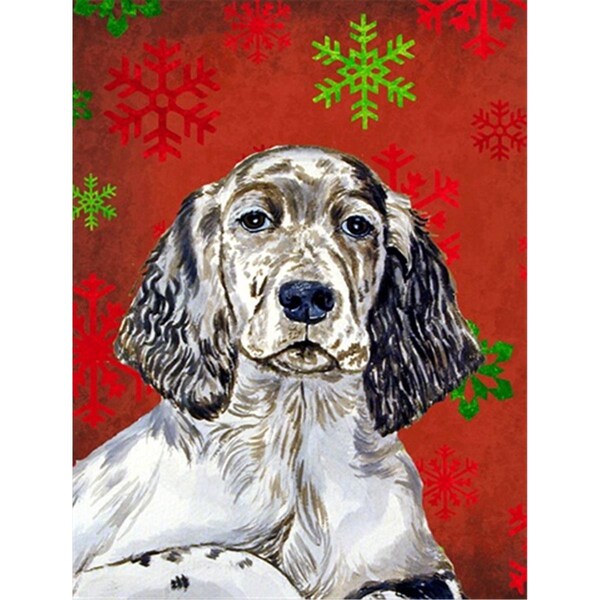 Patioplus 11 x 15 In. English Setter Red And Green Snowflakes Holiday Christmas Flag; Garden Size - PA247204