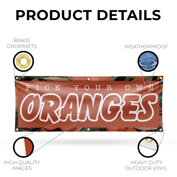 Signmission Pick Your Own Oranges, 24 Inch x 72 Inch, Vinyl Banner - B-72-30793