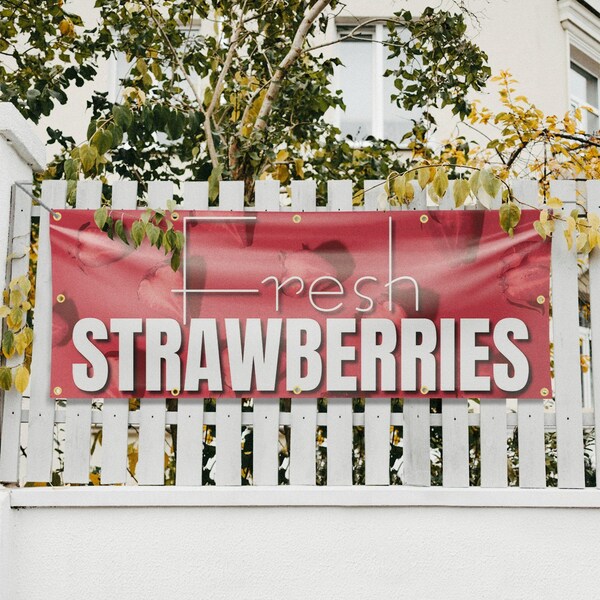 Signmission Fresh Strawberries, 48 Inch x 120 Inch, Vinyl Banner - B-120-30659