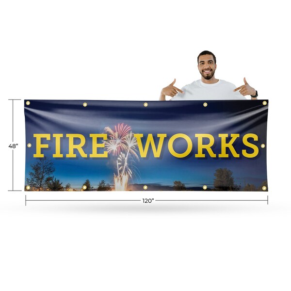 Signmission Fireworks, 48 Inch x 120 Inch, Vinyl Banner - B-120-30629