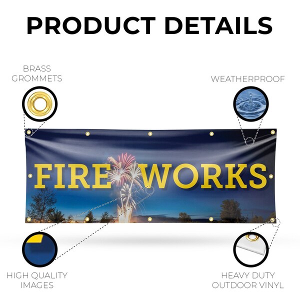 Signmission Fireworks, 48 Inch x 120 Inch, Vinyl Banner - B-120-30629