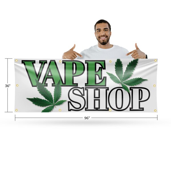 Signmission Vape Shop, 36 Inch x 96 Inch, Vinyl Banner - B-96-30907