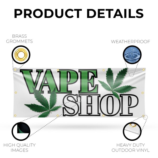 Signmission Vape Shop, 36 Inch x 96 Inch, Vinyl Banner - B-96-30907