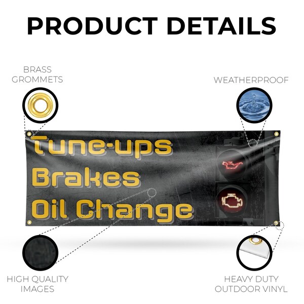 Signmission Tune Ups Brakes Oil Change, 18 Inch x 48 Inch, Vinyl Banner - B-30897