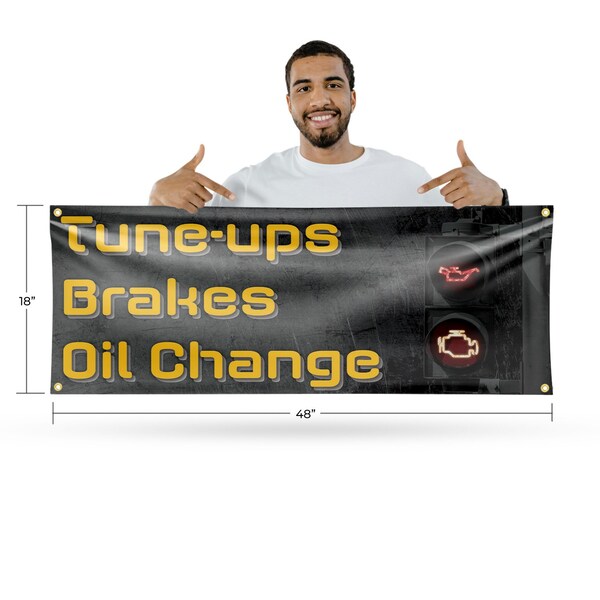 Signmission Tune Ups Brakes Oil Change, 18 Inch x 48 Inch, Vinyl Banner - B-30897