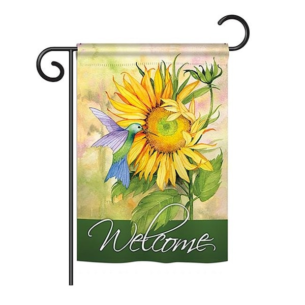 Gardencontrol 13 x 18.5 in. Sunflower with Hummingbird Spring Floral Impressions Decorative Garden Flag - GA1485909