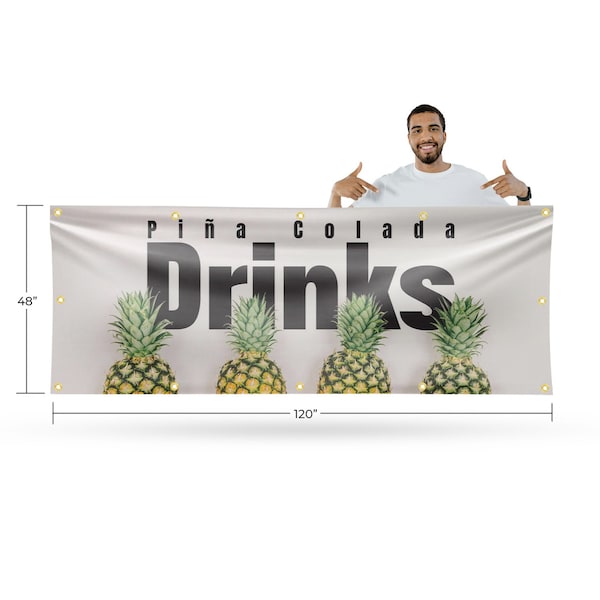 Signmission Pina Colada Drinks, 48 Inch x 120 Inch, Vinyl Banner - B-120-30803
