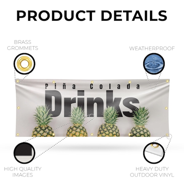 Signmission Pina Colada Drinks, 48 Inch x 120 Inch, Vinyl Banner - B-120-30803