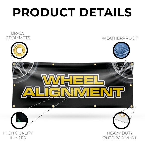 Signmission Wheel Alignment, 36 Inch x 96 Inch, Vinyl Banner - B-96-30939