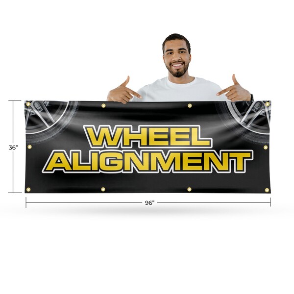 Signmission Wheel Alignment, 36 Inch x 96 Inch, Vinyl Banner - B-96-30939