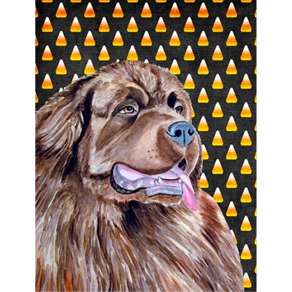 Patioplus 11 x 15 in. Newfoundland Candy Corn Halloween Portrait Garden Size Flag - PA631253