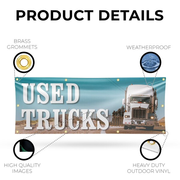 Signmission Used Trucks, 36 Inch x 96 Inch, Vinyl Banner - B-96-30903