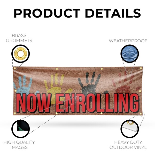 Signmission Now Enrolling, 36 Inch x 96 Inch, Vinyl Banner - B-96-30760