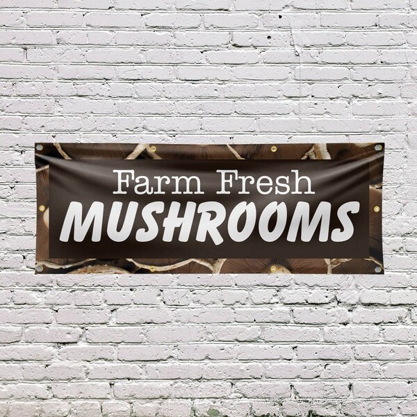 Signmission Farm Fresh Mushrooms, 36 Inch x 96 Inch, Vinyl Banner - B-96-30602