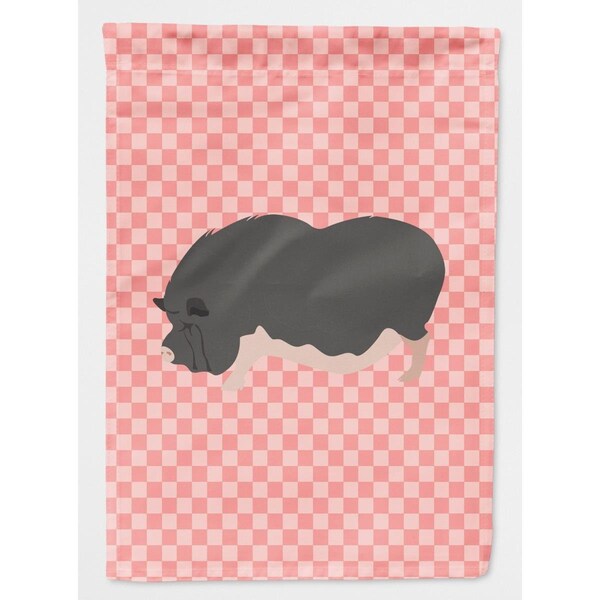 Patioplus Vietnamese Pot-Bellied Pig Pink Check Garden Flag - PA2551178
