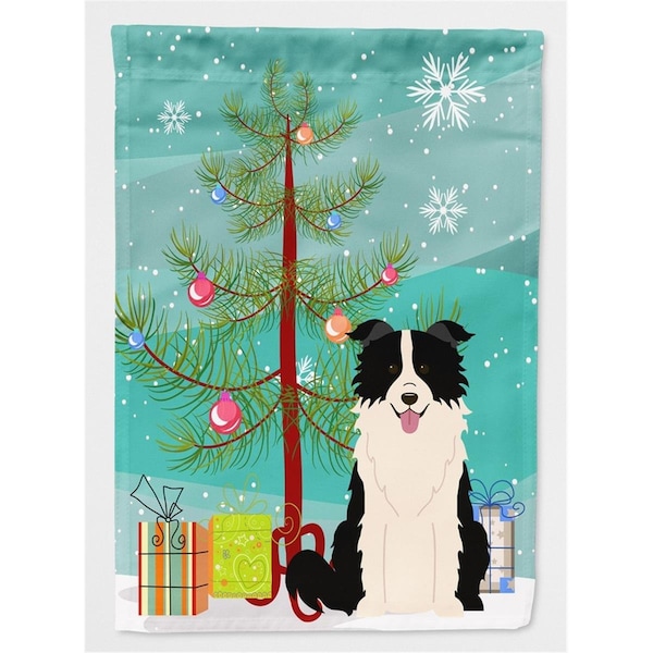 Patioplus Merry Christmas Tree Border Collie Black & White Flag Canvas House Size - PA2550180