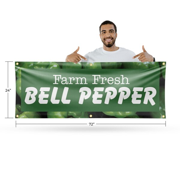 Signmission Farm Fresh Bell Pepper, 24 Inch x 72 Inch, Vinyl Banner - B-72-30578
