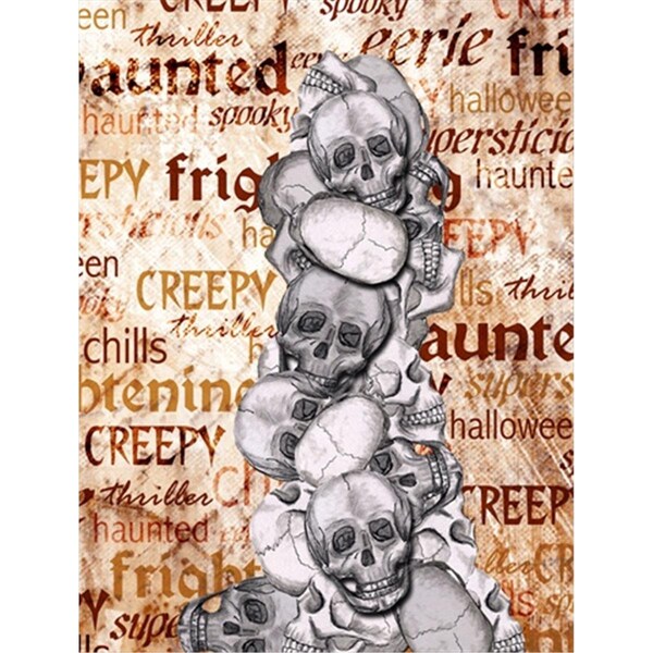 Carolines Treasures Creepy, Haunted and Frightful with skulls Halloween Flag Canvas House Size - CA75173