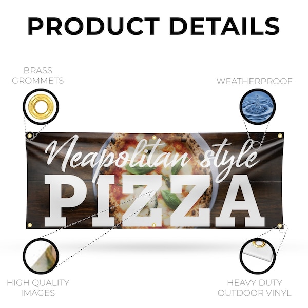 Signmission Neapolitan Pizza, 24 Inch x 72 Inch, Vinyl Banner - B-72-30749