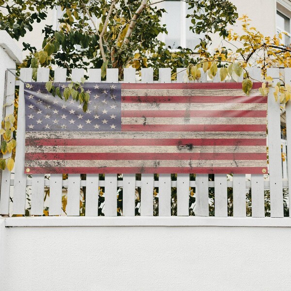 Signmission Rusty American Flag, 18 Inch x 48 Inch, Vinyl Banner - B-30841