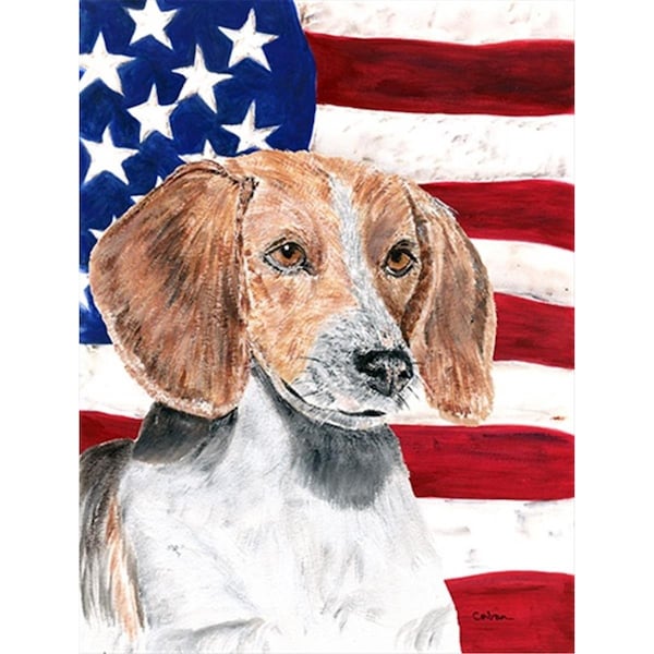 Patioplus English Foxhound USA American Flag Flag Canvas House Size - PA2554936
