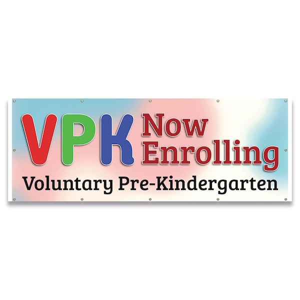 Signmission VPK Now Enrolling Banner Concession Stand Food Truck Single Sided - B-120-30176