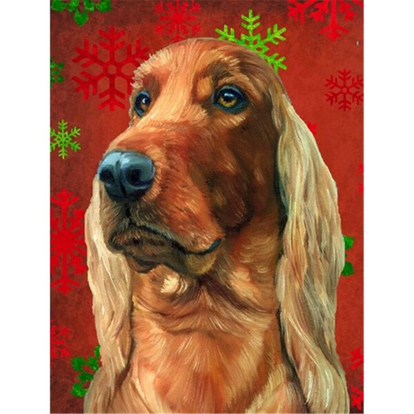 Patioplus Irish Setter Red Snowflakes Holiday Christmas Flag Garden Size - PA257554