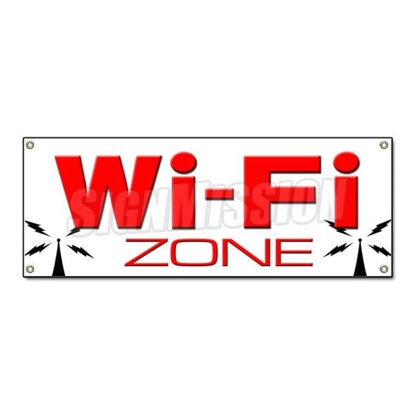 Signmission WI-FI ZONE BANNER SIGN wifi internet cafe hotspot free coffee shop WIFI hot - B-WIFI ZONE