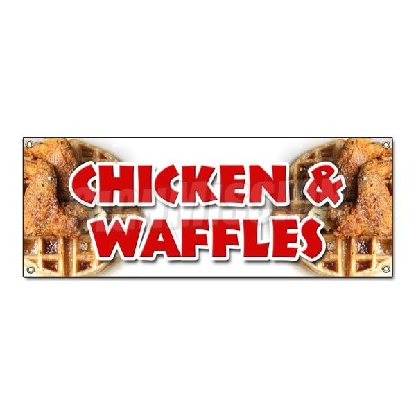 Signmission CHICKEN & WAFFLES BANNER SIGN fried tenders soul food collards homemade - B-CHICKEN & WAFFLES
