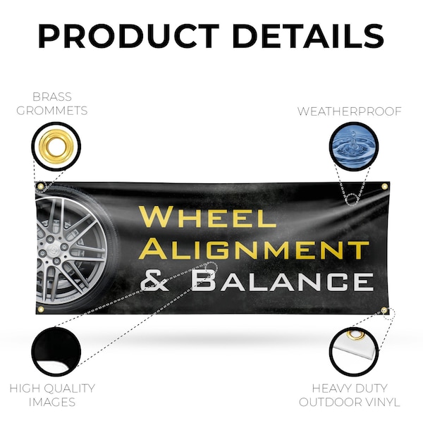 Signmission Wheel Alignment & Balancing, 18 Inch x 48 Inch, Vinyl Banner - B-30940