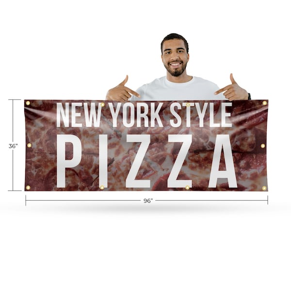 Signmission New York Pizza, 36 Inch x 96 Inch, Vinyl Banner - B-96-30753