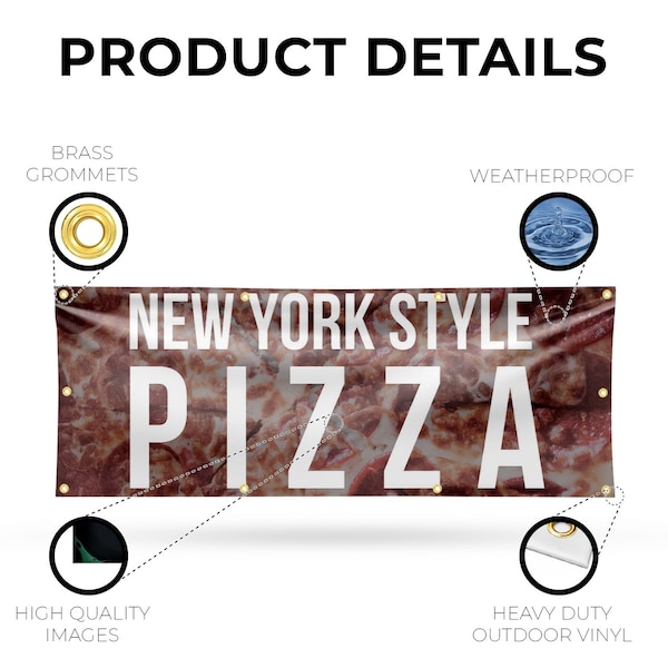 Signmission New York Pizza, 36 Inch x 96 Inch, Vinyl Banner - B-96-30753