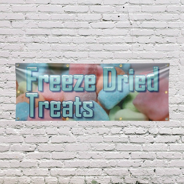 Signmission Freeze Dried Treats, 36 Inch x 96 Inch, Vinyl Banner - B-96-30650