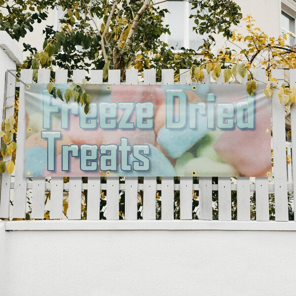 Signmission Freeze Dried Treats, 36 Inch x 96 Inch, Vinyl Banner - B-96-30650