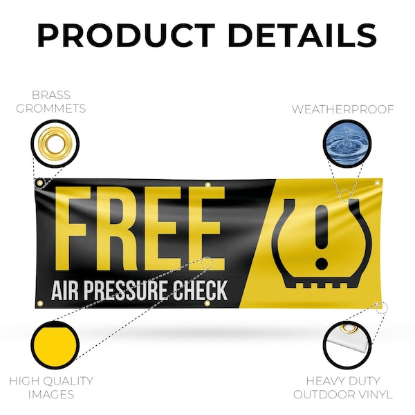 Signmission Free Air Pressure Check, 24 Inch x 72 Inch, Vinyl Banner - B-72-30641